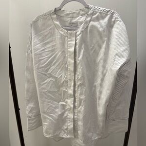 Sandro Paris Stripe Scoop Neck Button Up